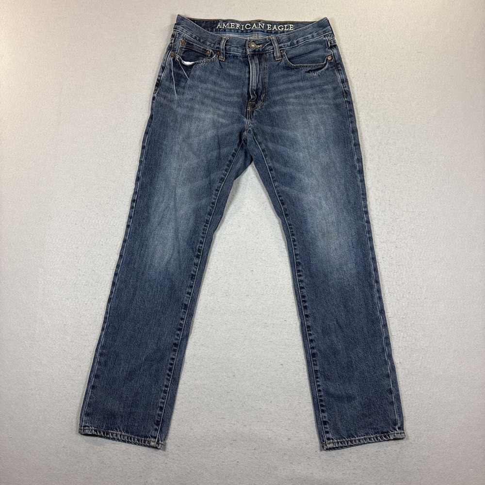American‎ Eagle Slim Blue Denim Jeans Button Zip 5-Pocket Men 30X32